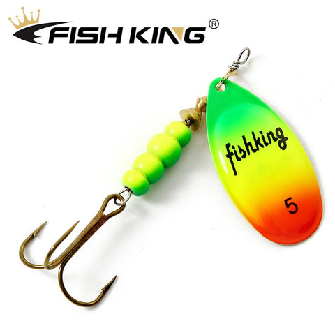 Image of FISH KING Spinner Bait 1pc 3.2g 4.3g 6.1g 9.6g 13.6g Fishing Lure Bass Hard Baits Spoon With Treble Hook Tackle High Quality