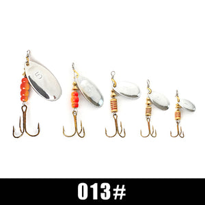 FISH KING Spinner Bait 1pc 3.2g 4.3g 6.1g 9.6g 13.6g Fishing Lure Bass Hard Baits Spoon With Treble Hook Tackle High Quality