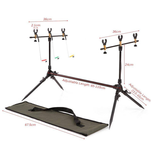 Image of Lixada Adjustable Retractable Carp Fishing Rod Pod Stand Holder