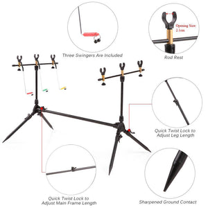 Lixada Adjustable Retractable Carp Fishing Rod Pod Stand Holder