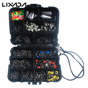 177pcs Fishing Terminal Tackle Box Kit -  Crank Hooks Sinker Weights Swivels Snaps Connectors Beads With Tackle Box Set