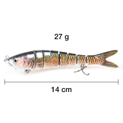 Image of Piscifun Hard Fishing Lure 14CM/5.51'' 27g/0.95oz | Multi Jointed 3D Eyes Lure | 8-Segment Hard Lure Crankbait With 2 Hook Fishing Baits