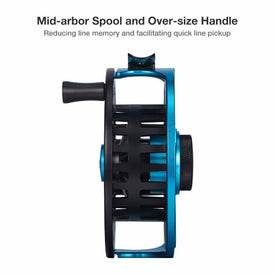 Piscifun AOKA Fly Fishing Reel | 5/6 7/8  Weights |  Right and Left Handed | Cork/Teflon Disc Drag System | Oversized Handle