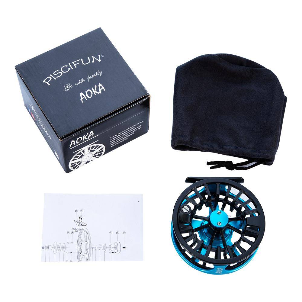 Piscifun AOKA Fly Fishing Reel | 5/6 7/8  Weights |  Right and Left Handed | Cork/Teflon Disc Drag System | Oversized Handle
