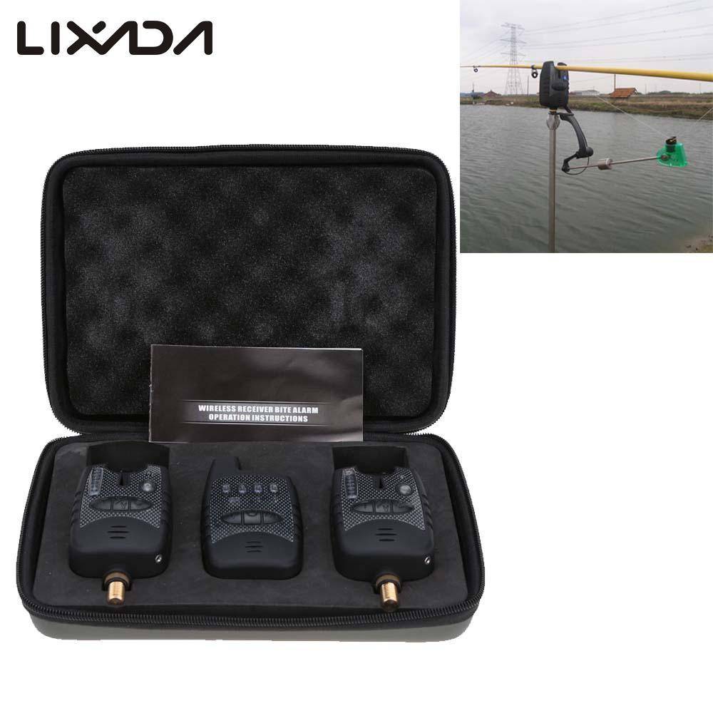 Wireless Digital Fishing LED Bite Alarm Set 2 Fishing Bite Alarm + 1 Receiver in Case Adjustable Tone Volume Carp Fishing Alert