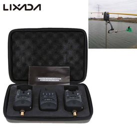 Wireless Digital Fishing LED Bite Alarm Set 2 Fishing Bite Alarm + 1 Receiver in Case Adjustable Tone Volume Carp Fishing Alert