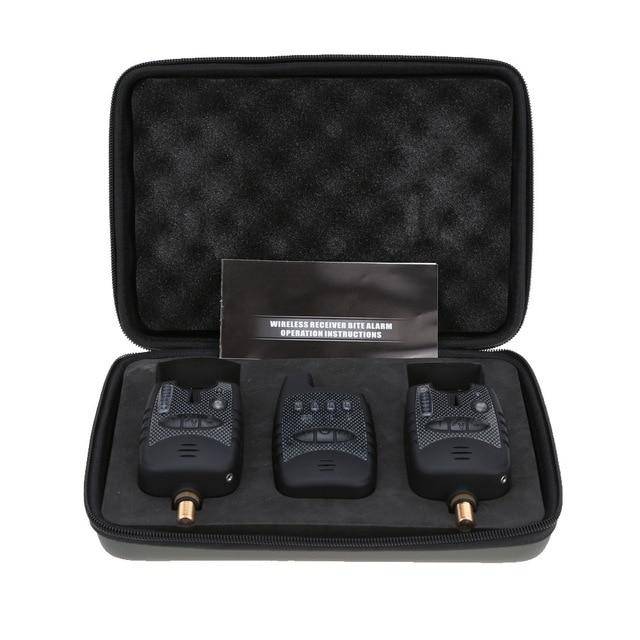 Wireless Digital Fishing LED Bite Alarm Set 2 Fishing Bite Alarm + 1 Receiver in Case Adjustable Tone Volume Carp Fishing Alert