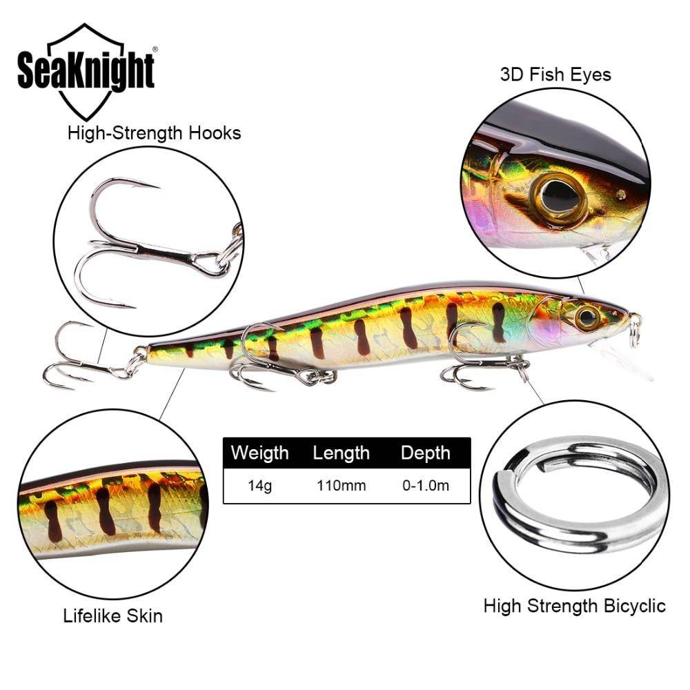 SeaKnight SK020 Fishing Lure 1PC Minnow 14g 110mm 0-1M Depth Wobbling Minnow Floating Lure Hard Bait Fishing Wobblers 10 Colors