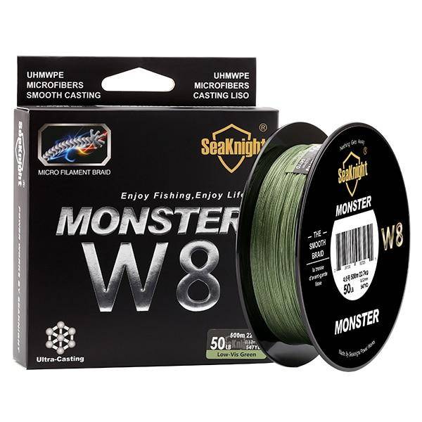 SeaKnight MONSTER W8 Braided Saltwater Fishing Line | 546yd (500M) 8 Strands  Multifilament Braid PE |15 - 100LB