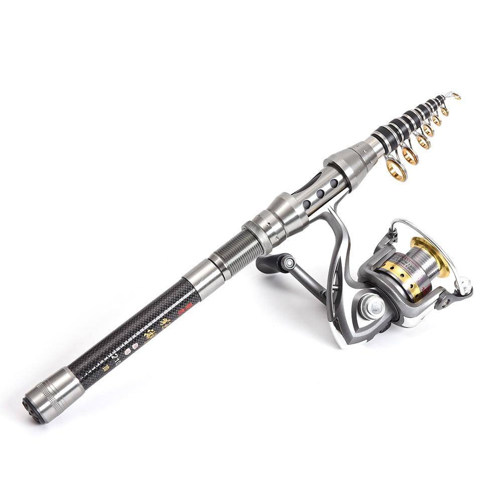 Lixada Telescopic Fishing Rod Reel Combo Full Kit Spinning Reel with 100M Line Lures Hooks Jig Head Carrier Bag for Pesca