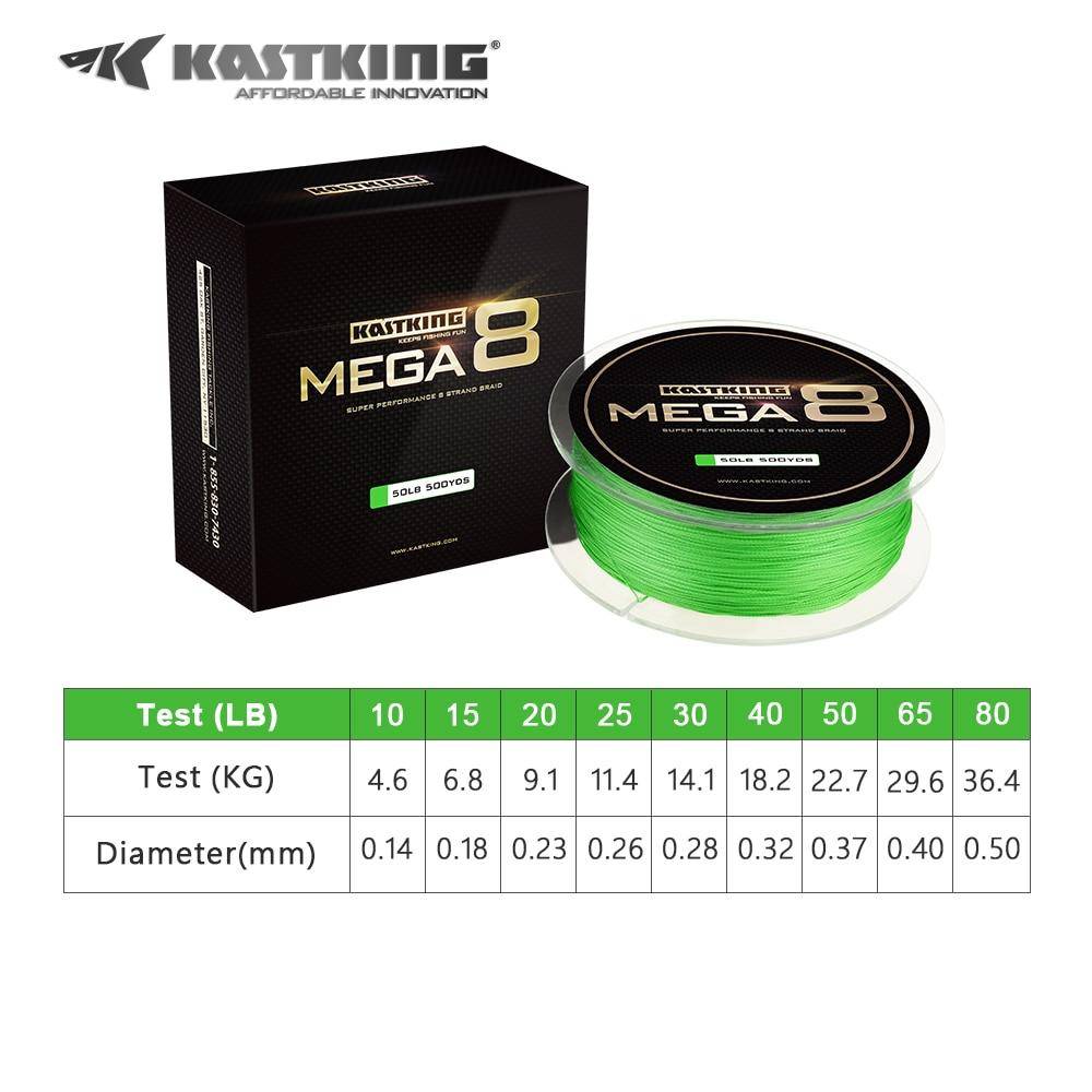 KastKing Mega8 New Braid Line | 500yd/300yd(457m/274m) | 0.14-0.50mm 10-80LB | Sea Fishing