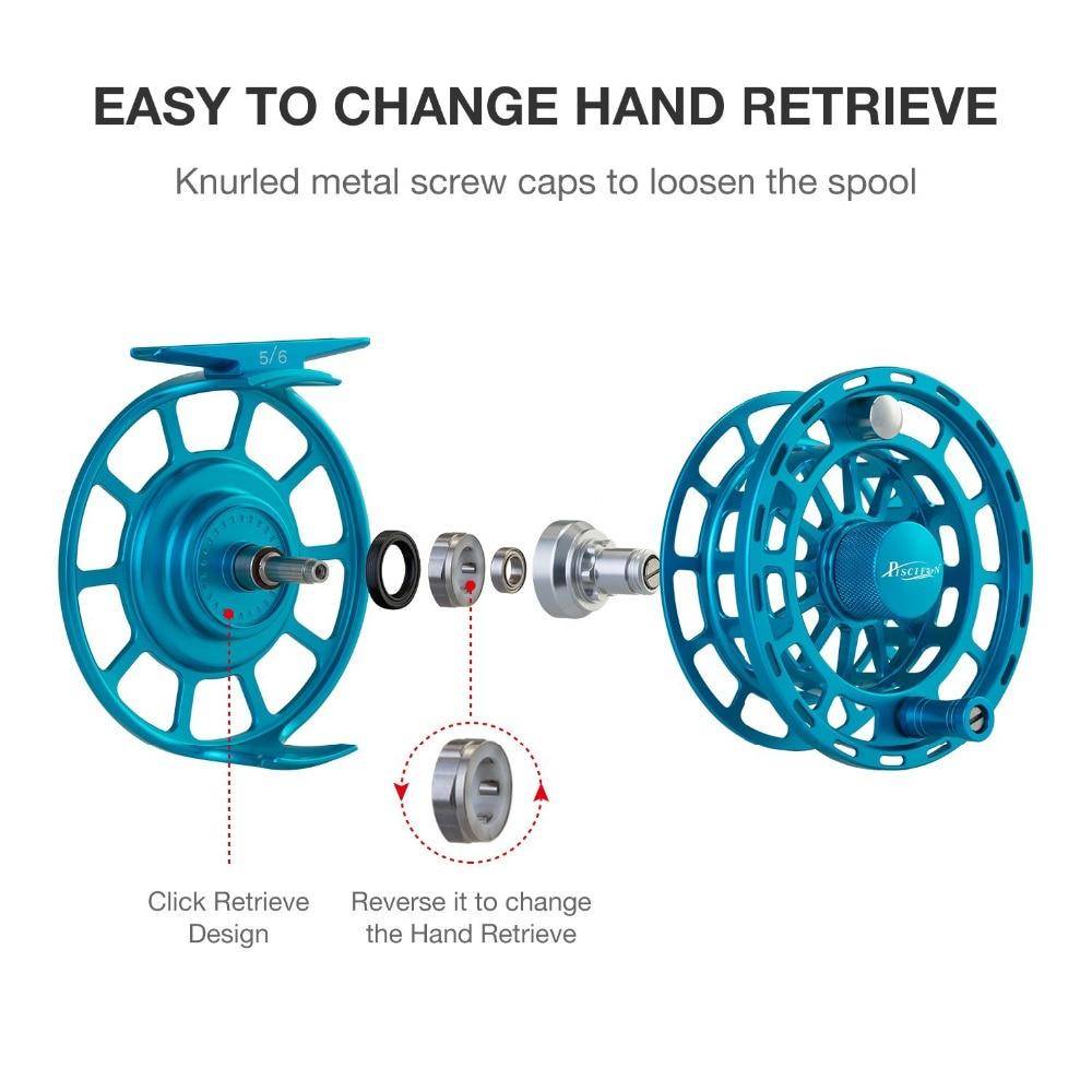 Piscifun Platte Blue Fly Fishing Reel | 3/4 5/6 7/8 9/10  Weights |  Right and Left Handed | Large Arbor