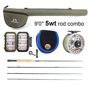 Maximumcatch 5WT Fly Fishing Combo 9FT Medium-fast Fly Rod Pre-spooled Fly Reel 5F Fly Line With Cordura Triangle Tube