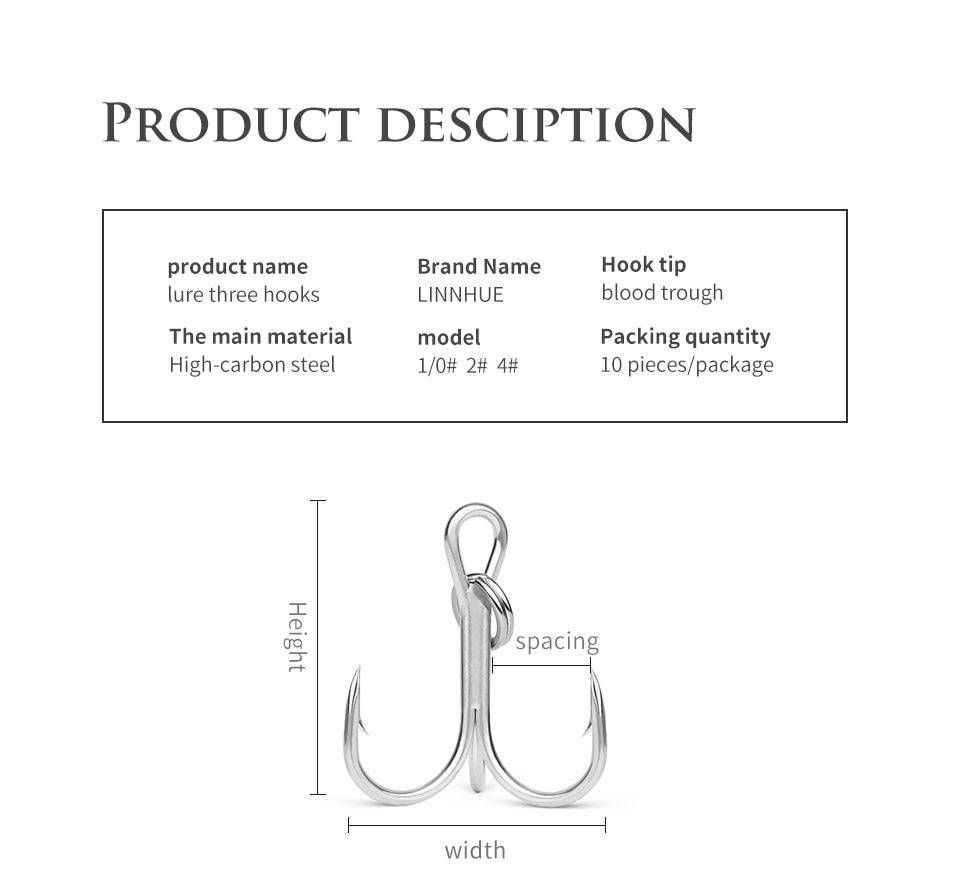 LINNHUE Classic Treble Standard Strength Fishing Hooks | Two Variants | 10 Pieces