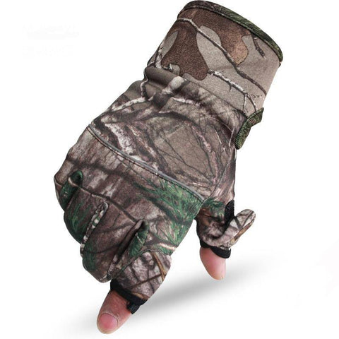 Image of Camouflage Fishing Gloves Hunting Gloves Anti-Slip 2 Fingers Cut Outdoor Camping Cycling Half Finger Sport Gloves Camo