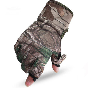 Camouflage Fishing Gloves Hunting Gloves Anti-Slip 2 Fingers Cut Outdoor Camping Cycling Half Finger Sport Gloves Camo