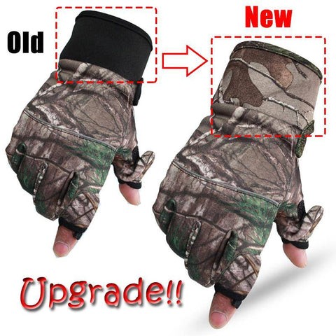 Image of Camouflage Fishing Gloves Hunting Gloves Anti-Slip 2 Fingers Cut Outdoor Camping Cycling Half Finger Sport Gloves Camo