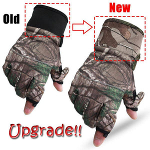 Camouflage Fishing Gloves Hunting Gloves Anti-Slip 2 Fingers Cut Outdoor Camping Cycling Half Finger Sport Gloves Camo