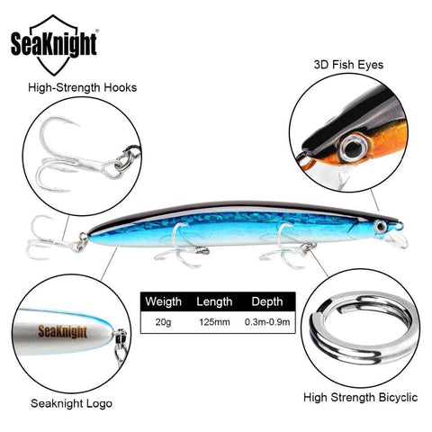 Image of SeaKnight SK008 Minnow Fishing Lure 1PC 20g 125mm 0.3-0.9M Floating Hard Bait Long Casting Lure Carp Fishing Tackle Fishing Bait