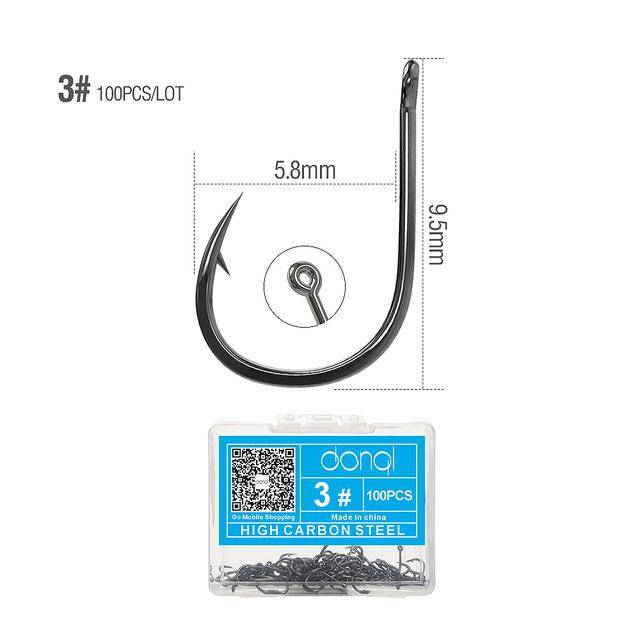 DONQL Fishing Hooks Barbed | 100 Pieces