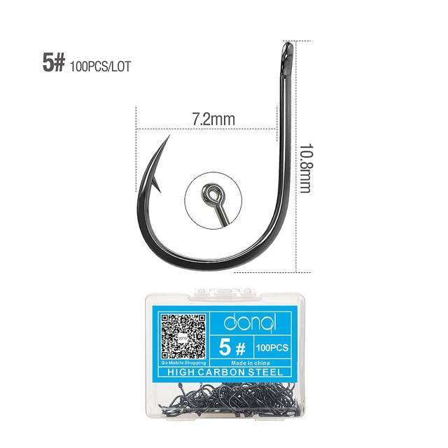 DONQL Fishing Hooks Barbed | 100 Pieces