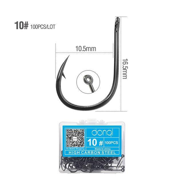 DONQL Fishing Hooks Barbed | 100 Pieces