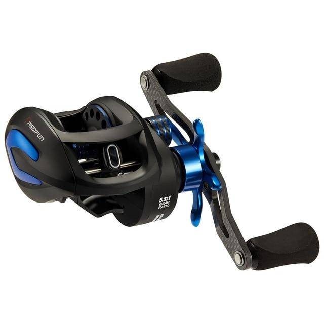 Blue Piscifun Phantom X Baitcasting Fishing Reel | 5.3:1-6.3:1- 7.6:1 Gear Ratio |8 Ball Bearings | 18 lbs Max Drag |Carbon Fiber Handle