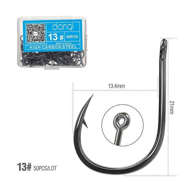 DONQL Fishing Hooks Barbed | 50 Pieces