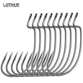 LINNHUE Carbon Steel Fishing Hooks | 10 Pieces