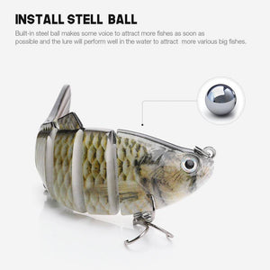 VTAVTA FISHING BASS LURE MULTI JOINTED ARTIFICIAL BAIT SEGMENT LIFELIKE TROUT SWIMBAIT HARD CRANKBAIT TREBLE HOOKS