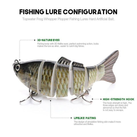 Image of VTAVTA FISHING BASS LURE MULTI JOINTED ARTIFICIAL BAIT SEGMENT LIFELIKE TROUT SWIMBAIT HARD CRANKBAIT TREBLE HOOKS