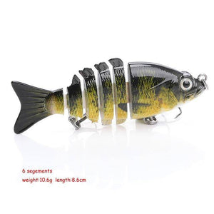 VTAVTA FISHING BASS LURE MULTI JOINTED ARTIFICIAL BAIT SEGMENT LIFELIKE TROUT SWIMBAIT HARD CRANKBAIT TREBLE HOOKS