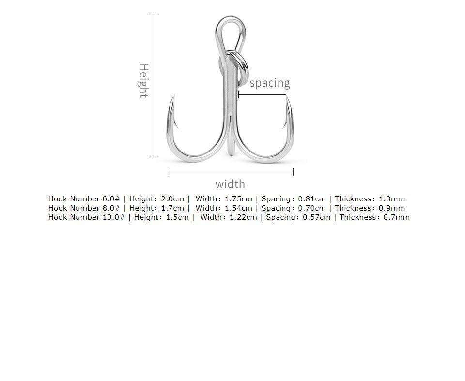 LINNHUE Classic Treble Standard Strength Fishing Hooks | Two Variants | 10 Pieces