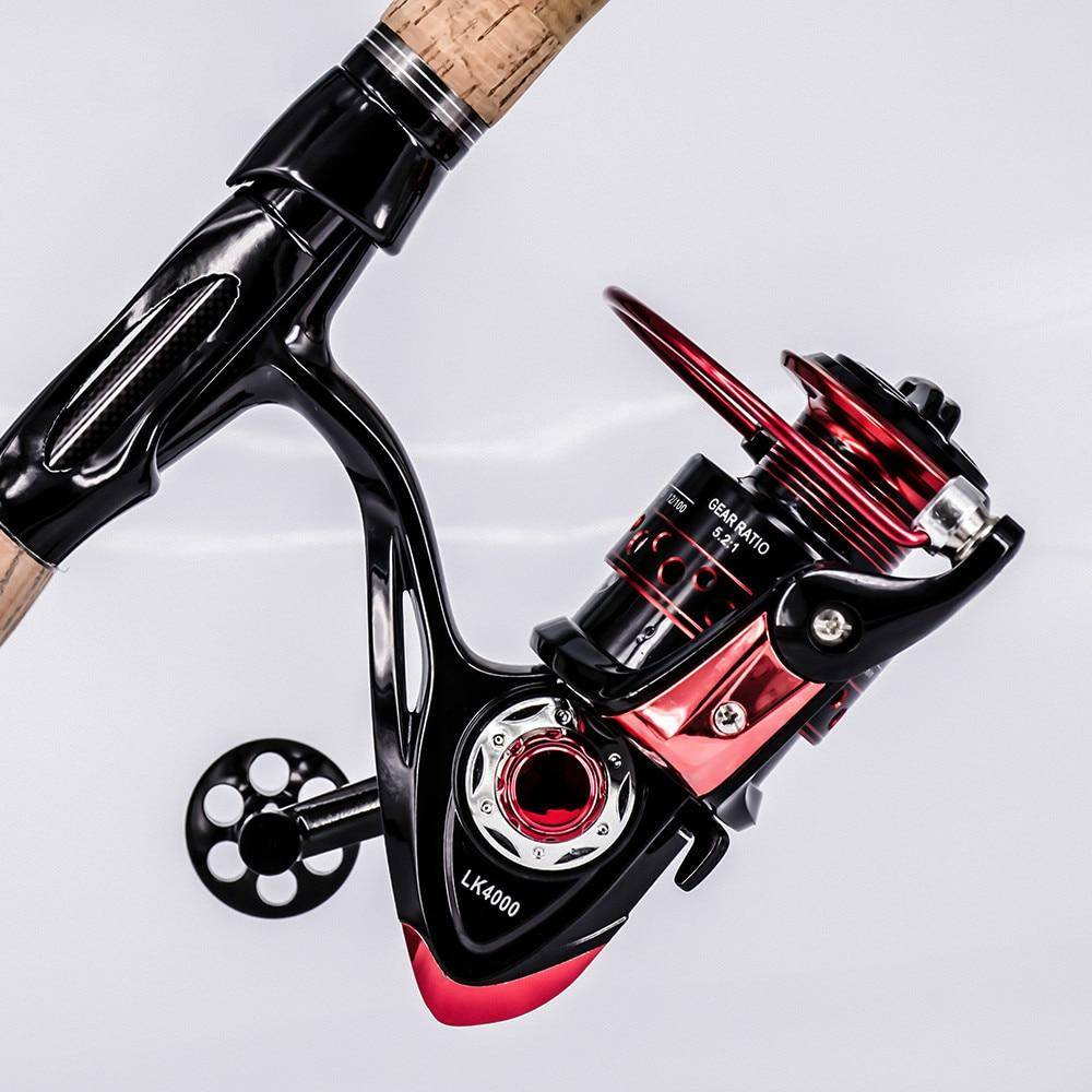 Use YOLOFUN LK4000 Spinning Fishing Reel | 5.2:1 Gear Ratio  3+1BB  Metal Front Drag Handle Spool