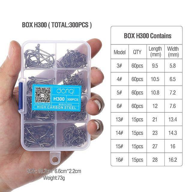 DONQL Fishing Hooks Barbed | 300 Pieces