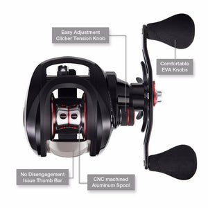 Piscifun Torrent Baitcasting Reel | 7.1:1 and 5.3:1 Gear Ratio| 6 BB |Max Drag: 17.8 lb/8.1kg |Quickly Lubricant Design