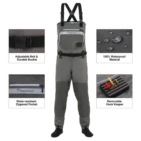 Image of Piscifun  Waterproof Stocking Foot Chest Waders Pant  with Phone Case