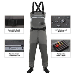 Piscifun  Waterproof Stocking Foot Chest Waders Pant  with Phone Case