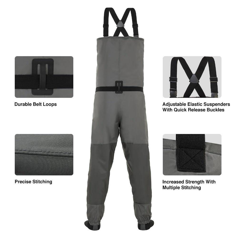 Piscifun  Waterproof Stocking Foot Chest Waders Pant  with Phone Case