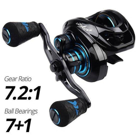 KastKing 2019 New Crixus Dark Star Baitcasting Reels | 7.2:1 Gear Ratio 7+1 BB , 8-pc Magnetic Brake, 17.6lbs MAX Drag | Super Polymer Grip and Carbon Infuseame