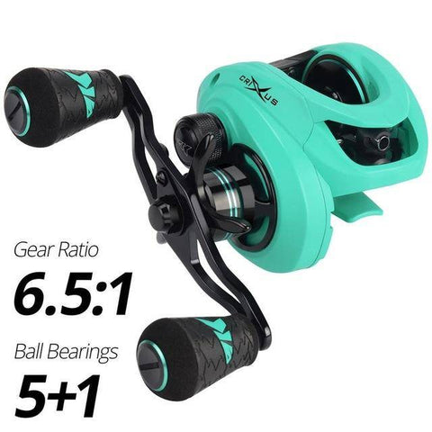 Image of KastKing 2019 New Crixus Sea Spray Baitcasting Reels | 6.5:1  Gear Ratio 5+1 BB , 8-pc Magnetic Brake, 17.6lbs MAX Drag | Super Polymer Grip and Carbon Infuseame